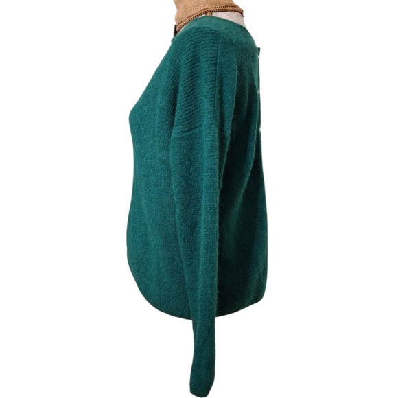La Maille SEZANE Green Super Kid Mohair Alpaca Button Back Sweater Top M - Picture 4 of 7
